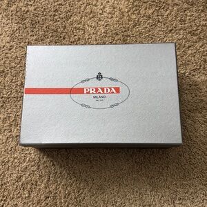 Authentic Prada Milano Empty Shoe Box Silver Gray Red Logo